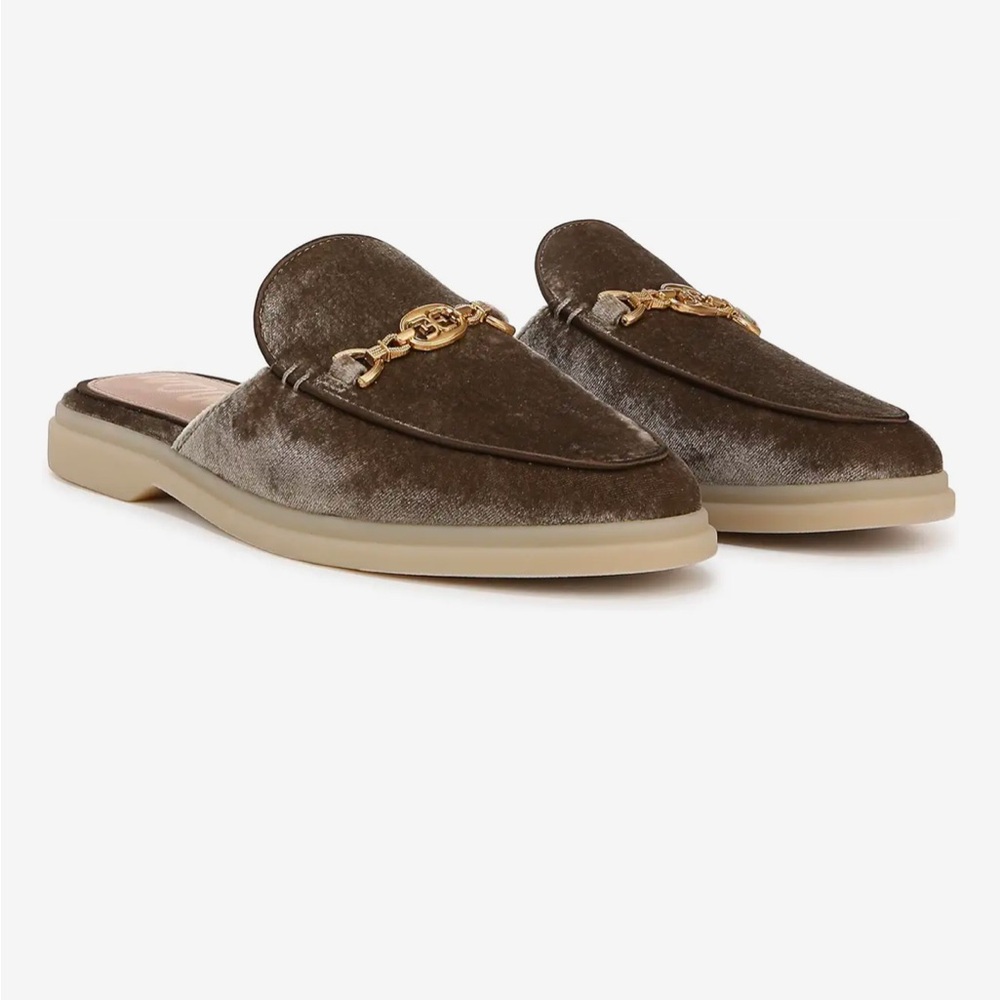 NIB Sam Edelman Kira Bit Velvet Mules with Gold Accent